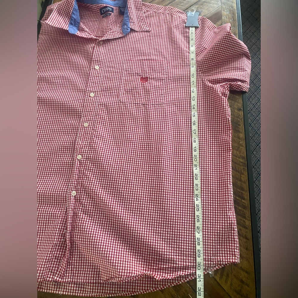 Chaps Men’s Red and White Gingham Button-Down Shirt - Picture 7 of 9